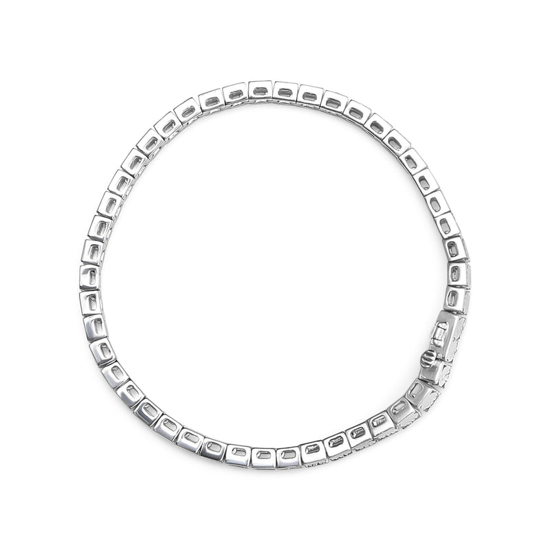 .925 Silver 1/4 Cttw Miracle Set Diamond and Bead Link 7.25" Tennis Bracelet