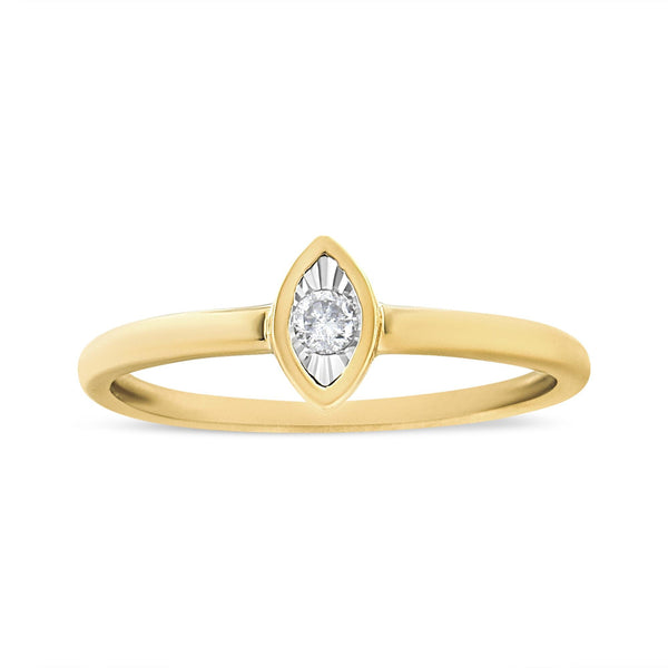 14K Yellow Gold Plated Sterling Silver 1/20 Cttw Miracle Set Diamond Ring (J-K Color, I1-I2 Clarity) - Size 8
