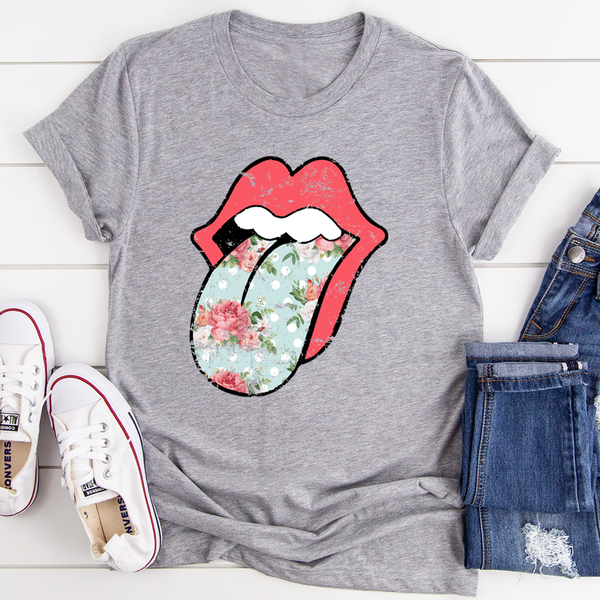 Hippie Floral Tongue T-Shirt