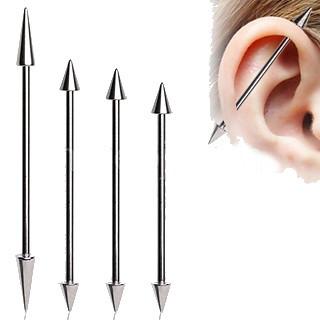 316L Surgical Steel Industrial Barbell With Spikes