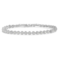 Sterling Silver Diamond Heart Tennis Link Bracelet (1/4 Cttw, I-J Color, I3 Clarity)