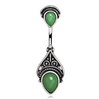 316L Stainless Steel Green Victorian Design Navel Ring