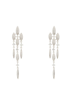 Valencia Statement Drop Earring White CZ Silver