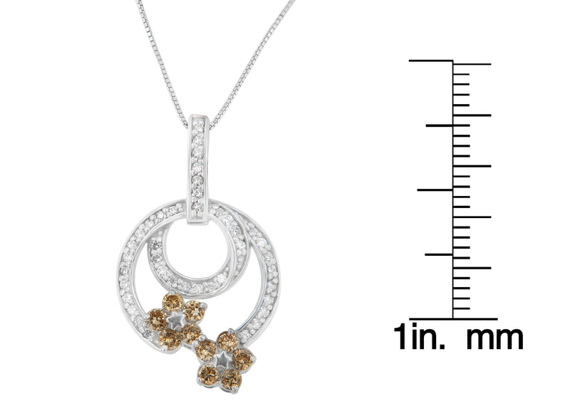 .925 Sterling Silver 1 Cttw Round Cut Diamond Floral Garden Pendant Necklace (H-I, I1-I2)