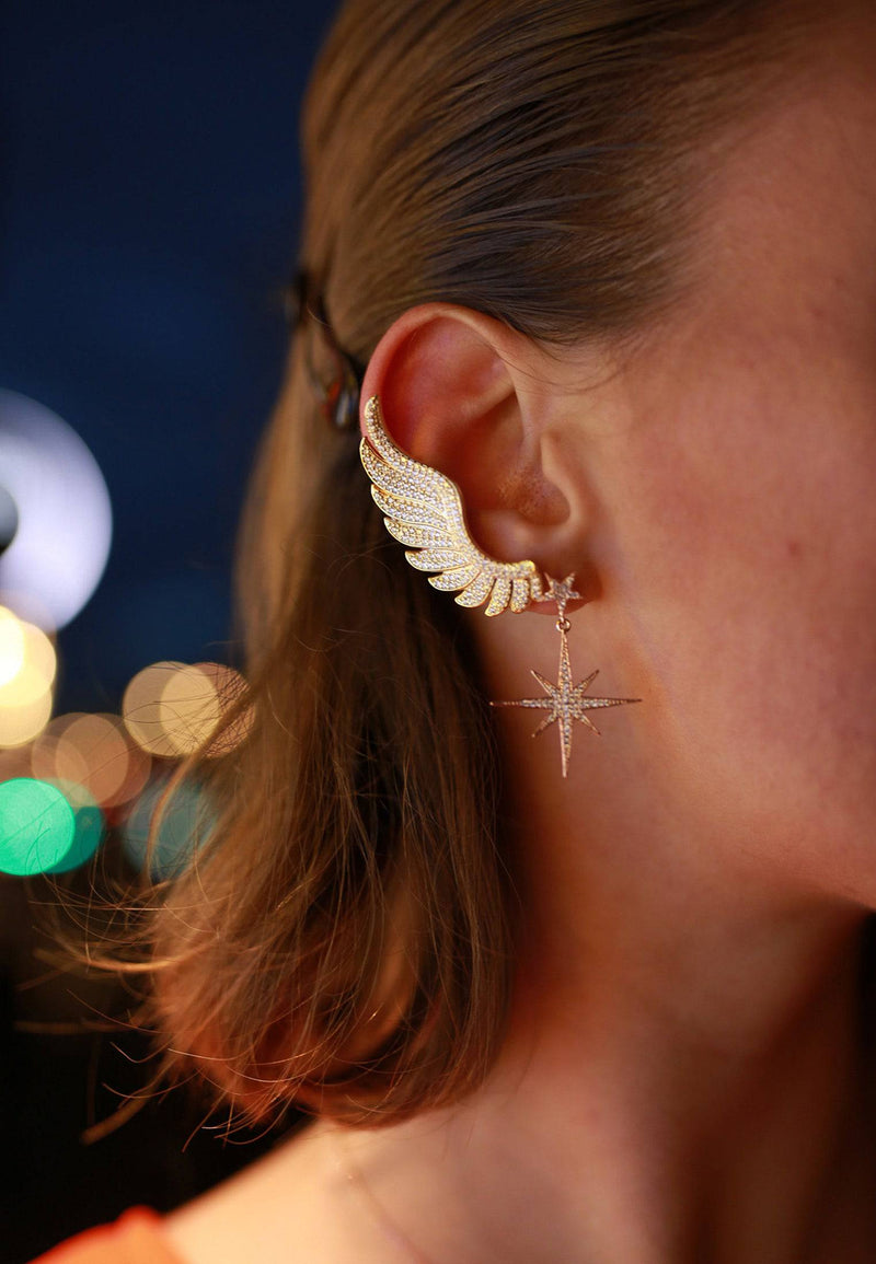 Gabriel Angel Wing Ear Climber Silver