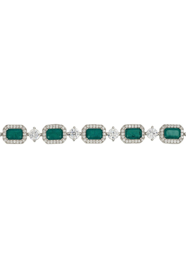 Elena Gemstone Bracelet Emerald Silver