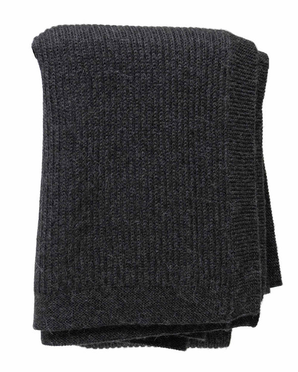 Heavy Knit Alpaca Wool Throw Blanket in Carbon