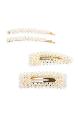 Hdh2623 - Glass Beads and Pearl Hair Pin Set
