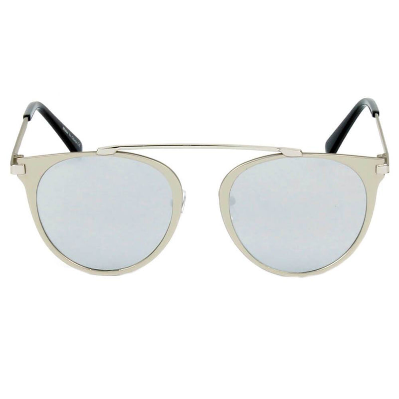 FRISCO | A18 - Modern Horn Rimmed Metal Frame Round Sunglasses