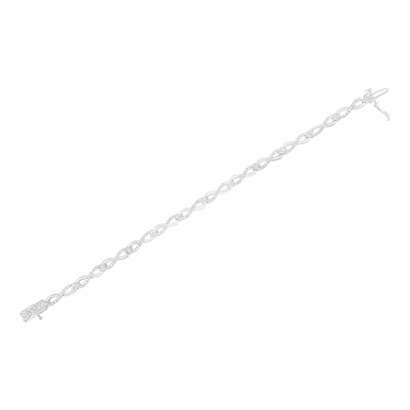 .925 Sterling Silver 1.0 Cttw Prong Set Diamond Infinity Link Bracelet (I-J Color, I2-I3 Clarity) - 7.25"