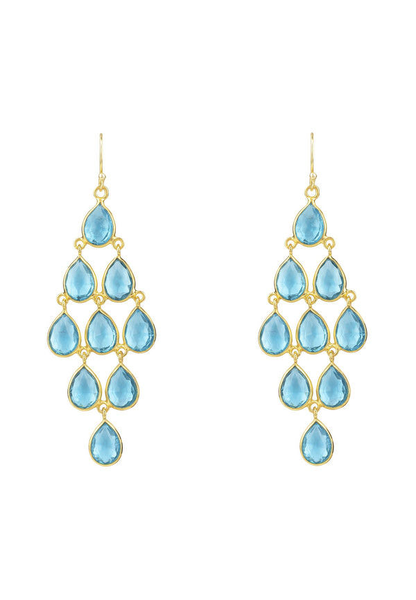 Erviola Gemstone Cascade Earrings Gold Blue Topaz