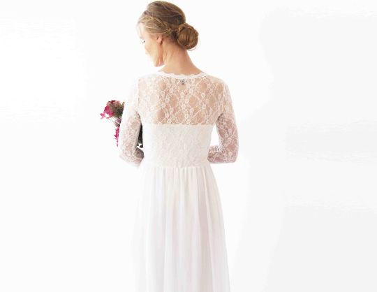 Long Sleeve Wedding Dress, Wrap Long Sleeves  1261
