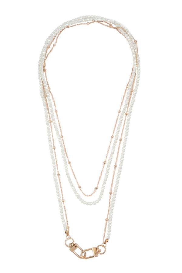 Hdn2960 - Multi Layer Beaded Pearl Convertible Masks Chain or Bag Chain