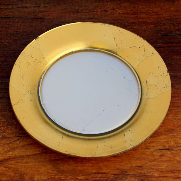 GILT LUNA Set/4 Gold/Silver Dinner Plates