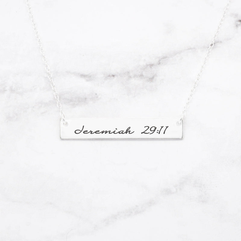 Jeremiah 29:11 Necklace - Rose Gold Bar Necklace