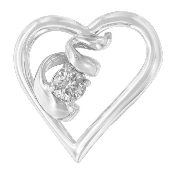 Espira .925 Sterling Silver 1/10 Cttw Diamond Swirl Heart Pendant Necklace (I-J, I2)