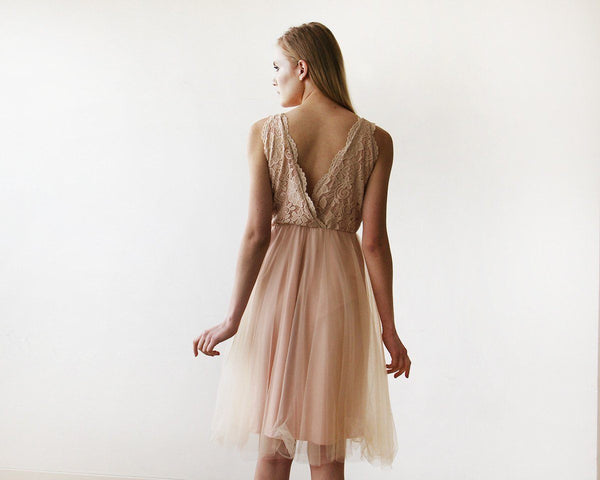 Pink Tulle and Lace Short Dress SALE 1157