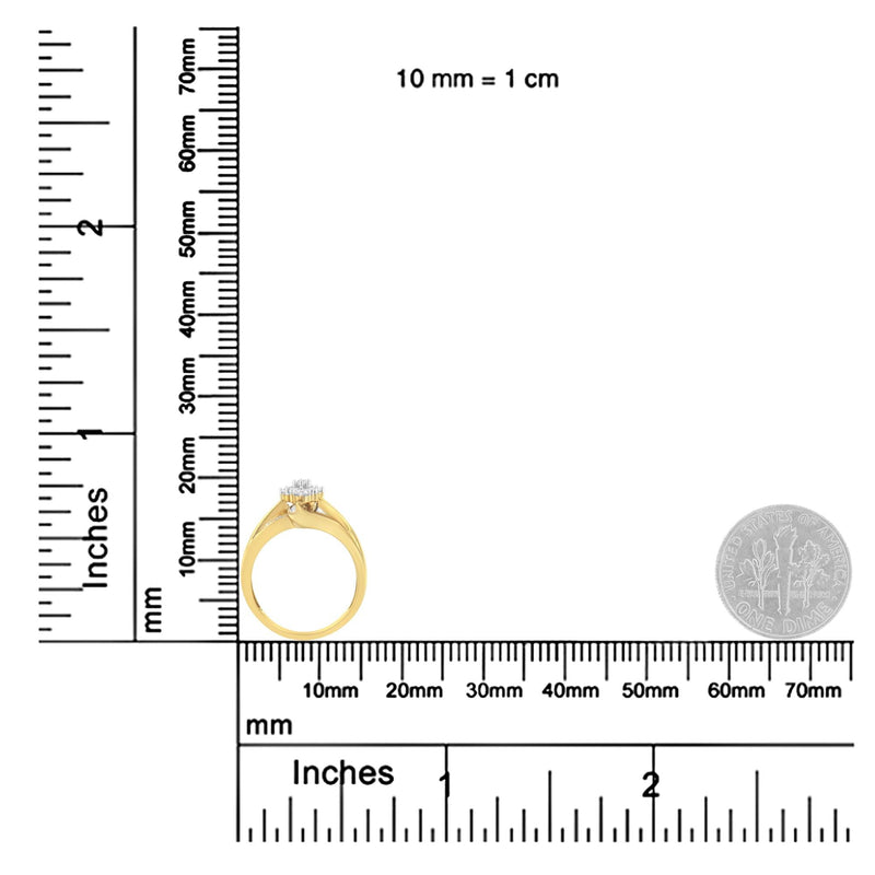 10K Yellow Gold 1/2 Cttw Diamond Cluster Cocktail Ring (J-K Clarity, I1-I2 Color) - Size 6
