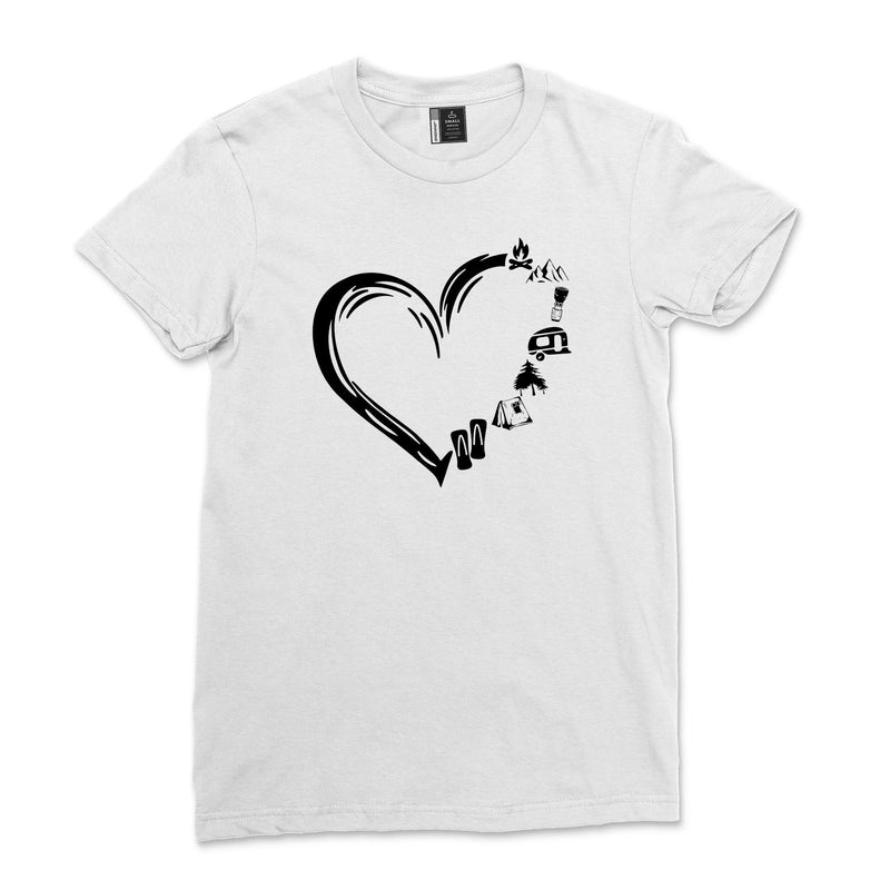 Cute Adventure Hiking Camping Heart Shirt Funny Gift for Camper Men Tie Dye Camp Lover T-Shirt Black