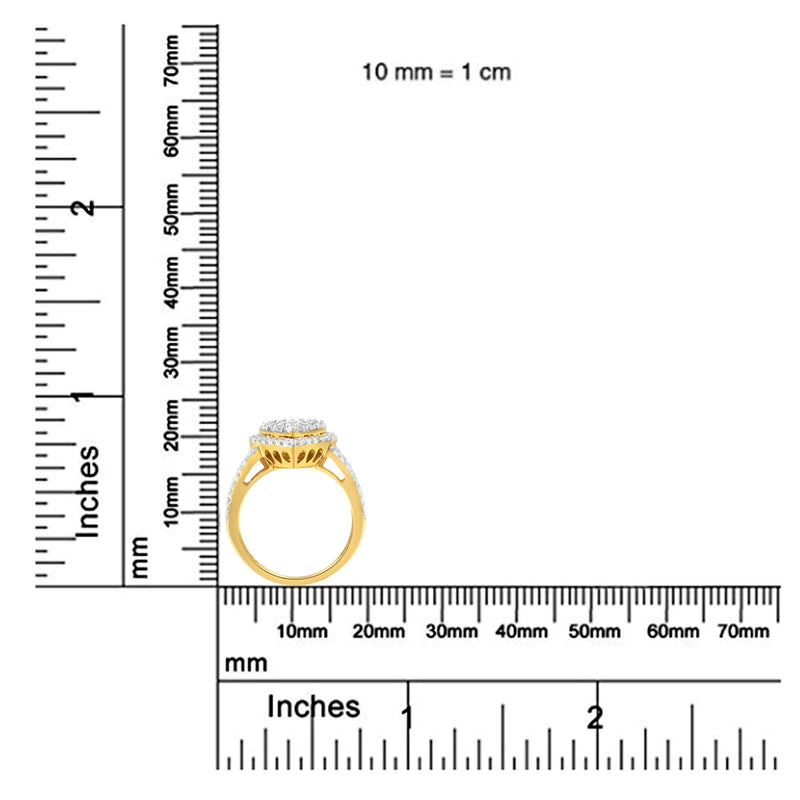 2 Micron Yellow Plated Sterling Silver Diamond Cluster Ring (1 1/2 Cttw, J-K Color, I1-I2 Clarity)