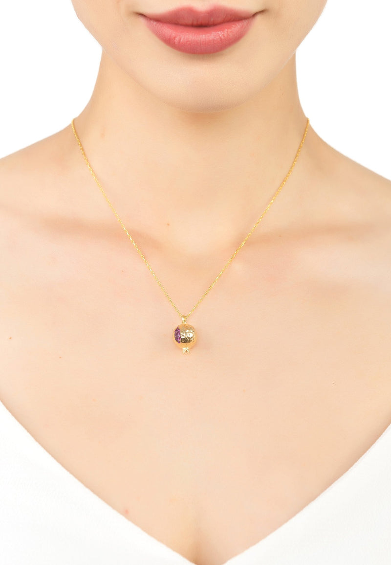 Pomegranate Charm Necklace Gold