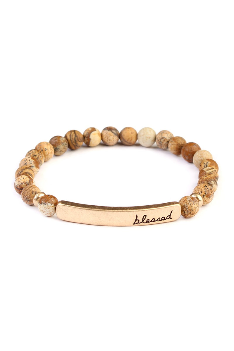 83395 - "Blessed" Bar Natural Stone Bracelet