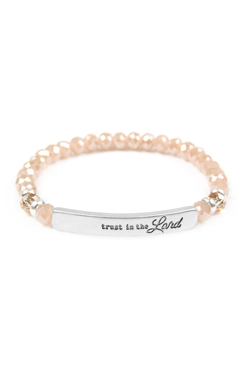 83594 - "Trust in the Lord" 6mm Glass Beads Stretch Bracelet