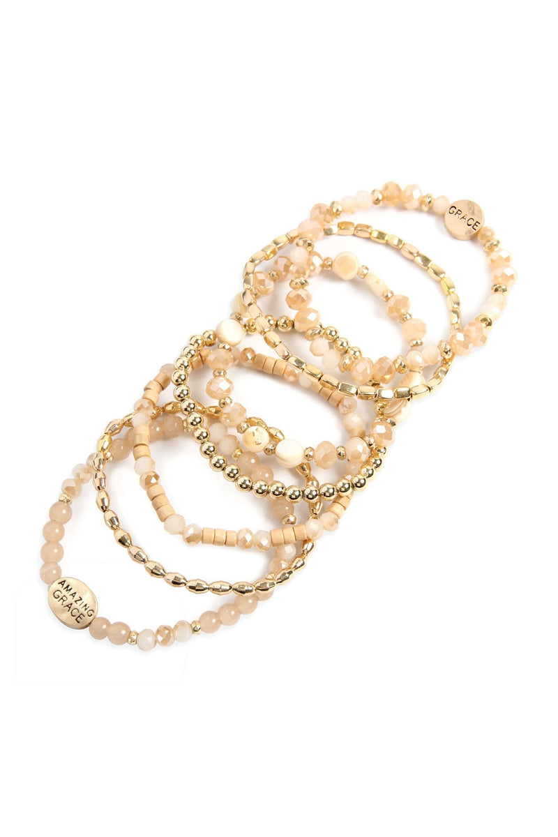 "Amazing Grace" Charm Mix Beads Bracelet