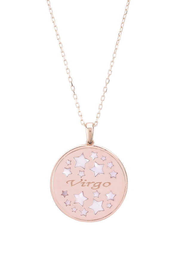 Zodiac Mother of Pearl Gemstone Star Constellation Pendant Necklace Virgo