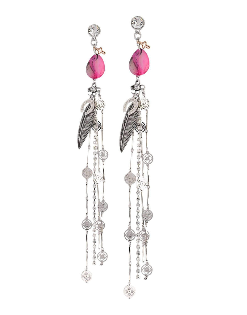 Mystic Allure Earrings With Pink Agate Stones and Silver