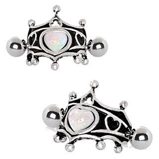 316L Stainless Steel Medieval Design Heart Crown Cartilage Cuff Earring