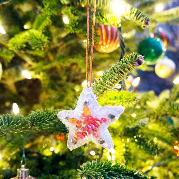 Tree Ornament - Pink or Blue Stars (Set of 6)