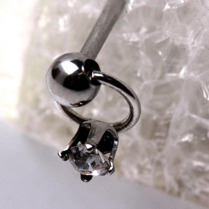 316L Stainless Steel Slave Ring With Clear CZ Stud Nose Ring