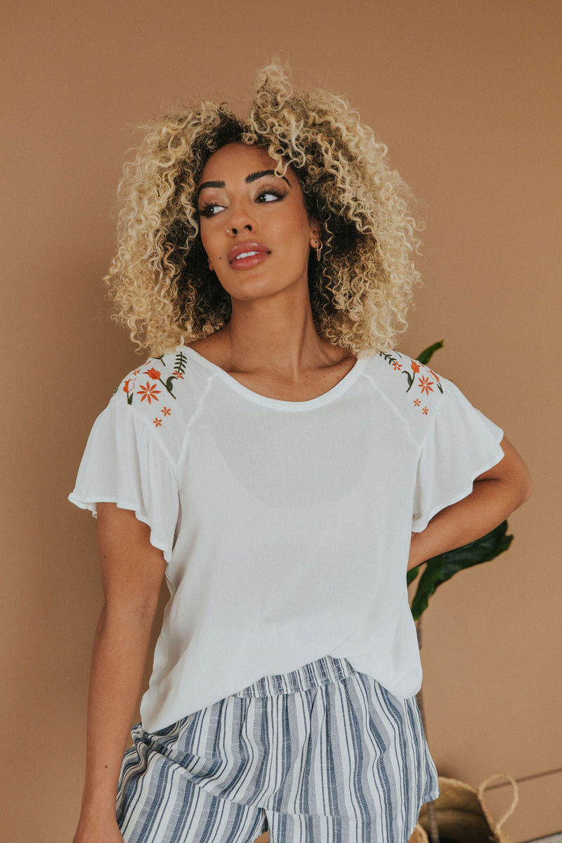 Spring in Your Step Embroidered Top