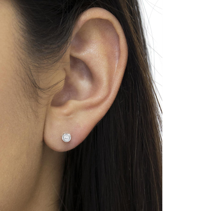 10K White Gold 1/5 Cttw Round Brilliant-Cut Near Colorless Diamond Bezel-Set Stud Earrings (H-I Color, I1-I2 Clarity)