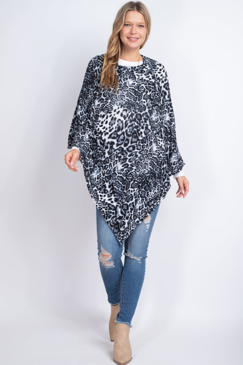 Ms0165 -All Year Round Leopard Poncho