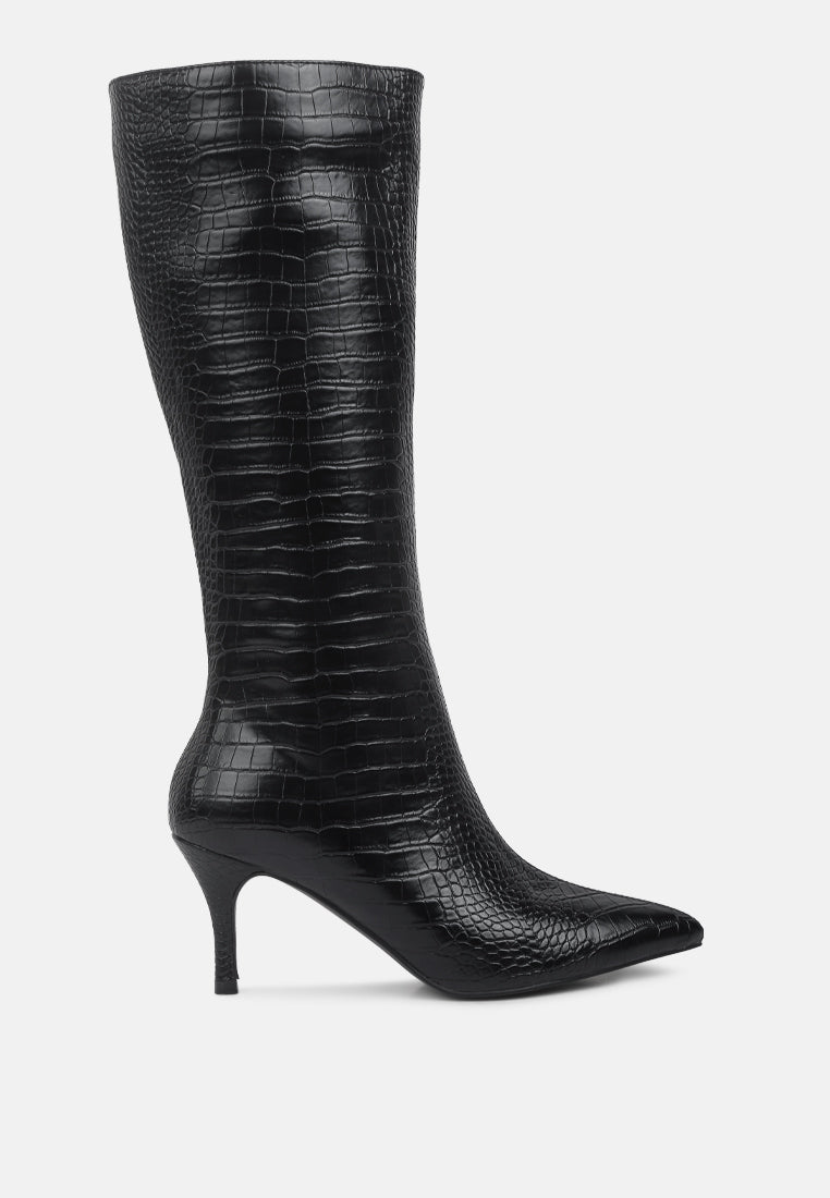 Uptown Pointed Mid Heel Calf Boots