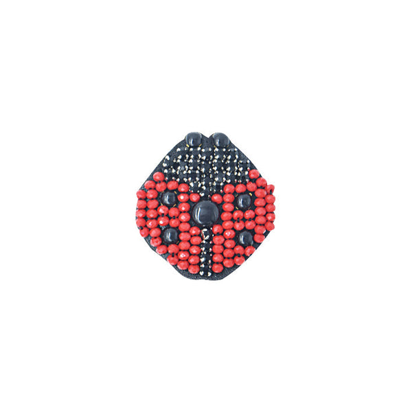 Ladybug- Brooch-Red Embellished Motifs