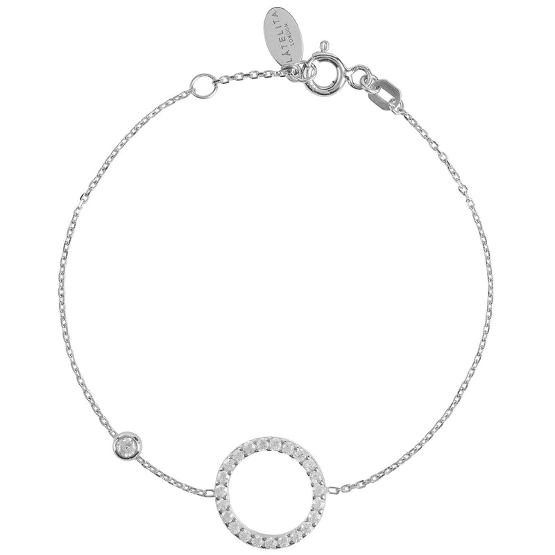 Sparkling Halo Circle Bracelet Silver