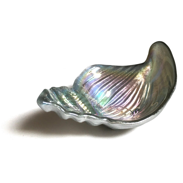Set/4 CONCH SHELL 5.5" IRIDESCENT SILVER DISHES