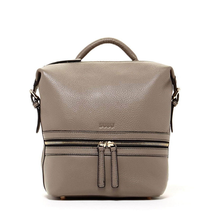 Ashley Gray Leather Backpack Purse