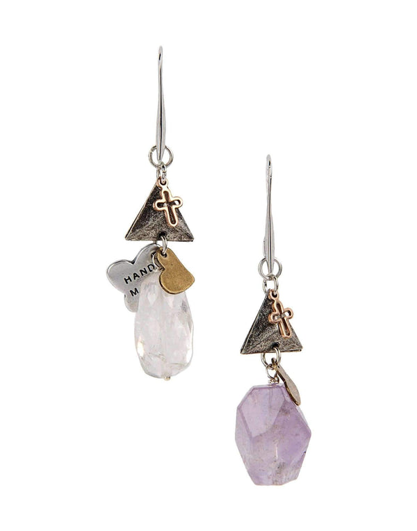 Amethyst and Rock Crystal Dangle and Drop Earrings