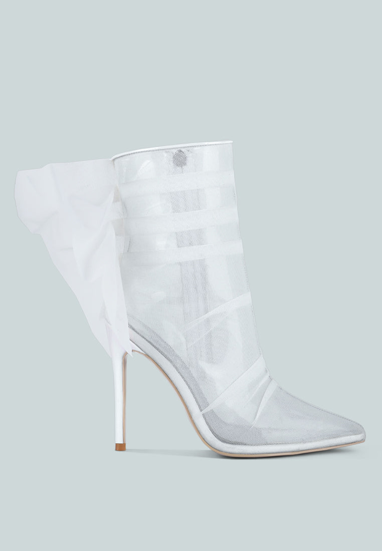 Princess Organza Wrapped Style Heeled Ankle Boots