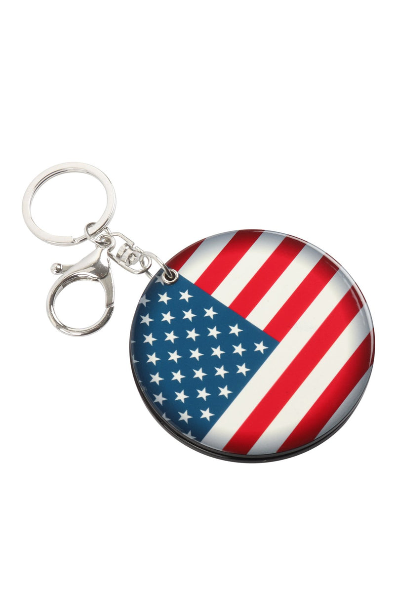 Kc417x028 - American Flag With Mirror Keychain