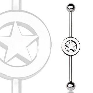 316L Surgical Steel Industrial Barbell With Star Logo