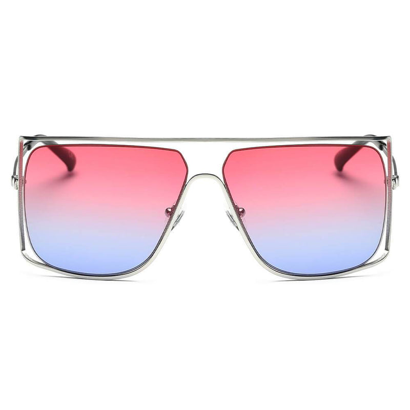 HAMEL | CA01 - Women's Trendy Oversize Flat Top Metal Frame Sunglasses