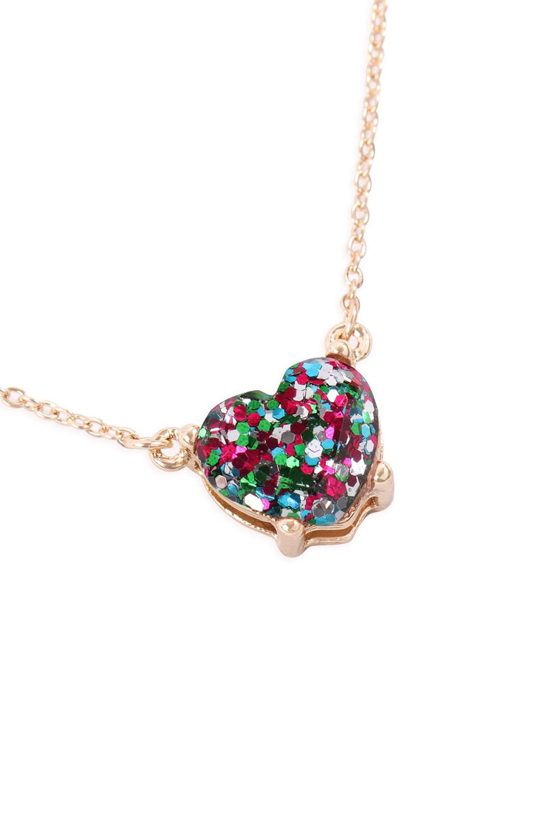 An0105 - Heart Glitter Epoxy Necklace