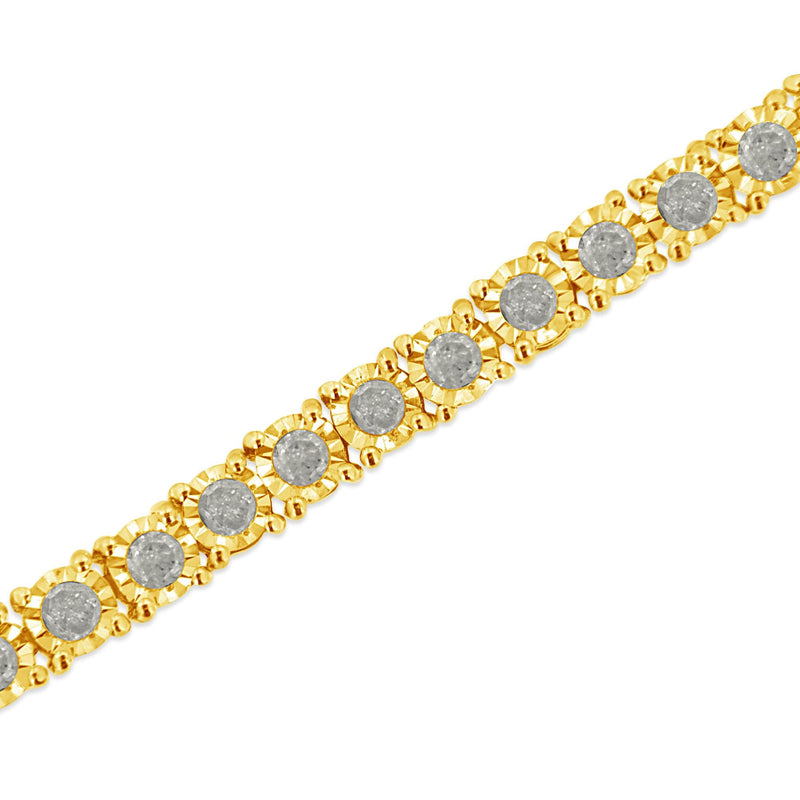 14K Yellow Gold Plated .925 Sterling Silver 3.0 Cttw Miracle-Set Diamond Tennis Bracelet (L-M Color, I2-I3 Clarity) - 7.