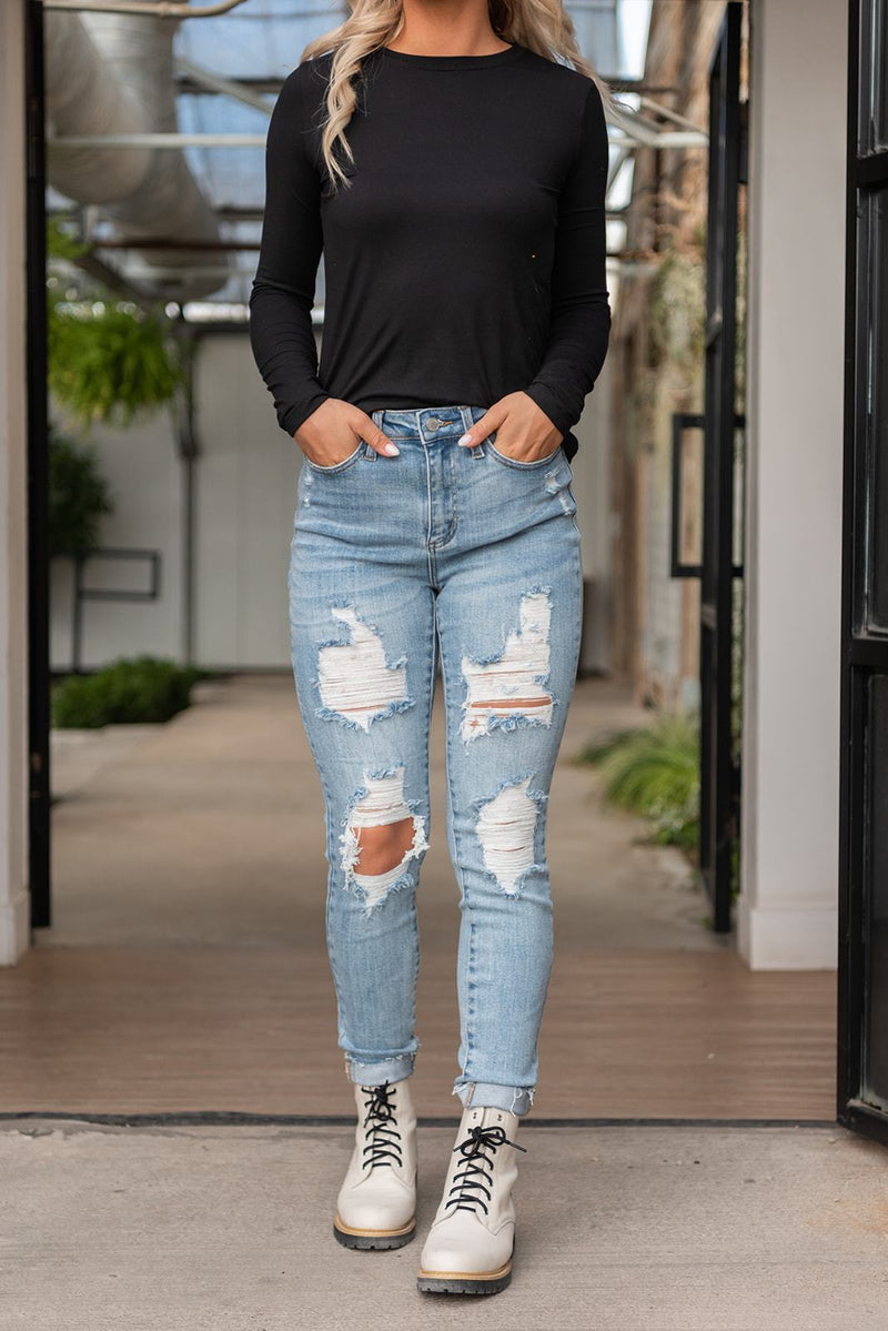 Hometown Girl Distressed Jeans
