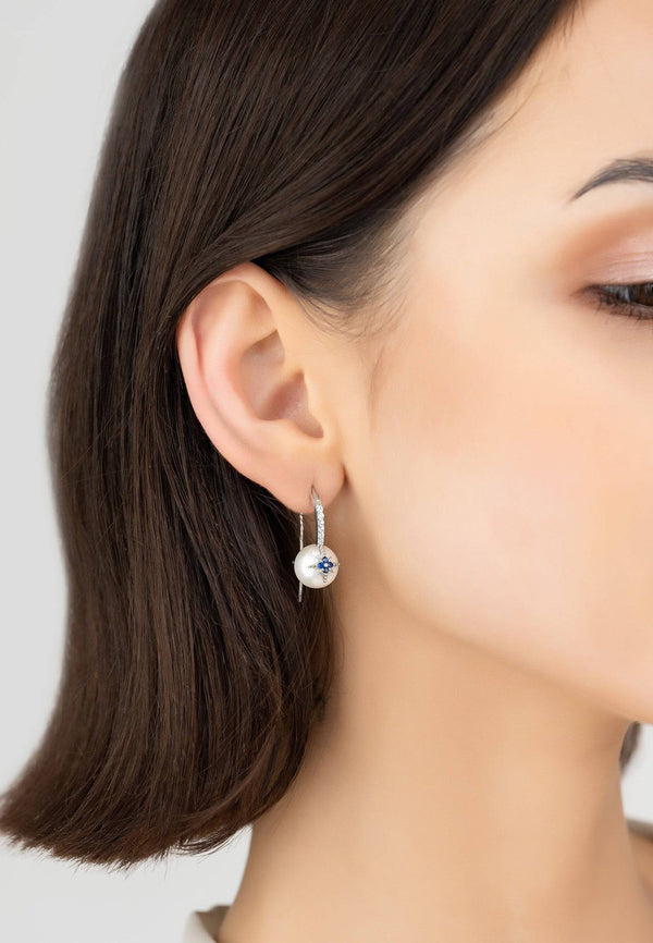 Pearl Moon & Star Earrings Silver